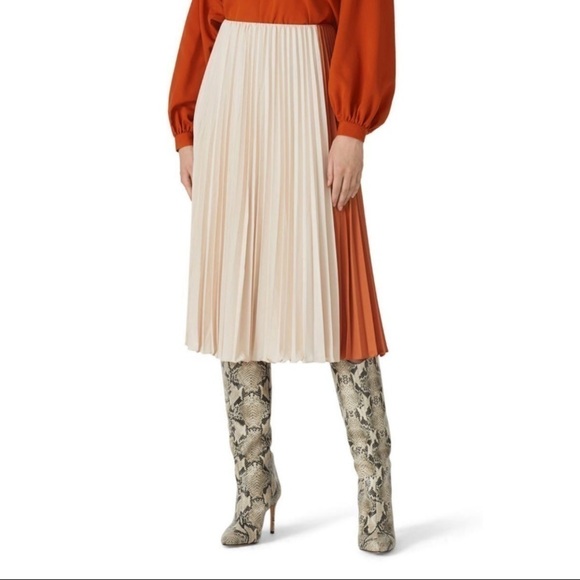 TOME Collective Two Tone Pleated Midi Skirt - Picture 1 of 10